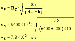 vS = 7,8 E3 m / s