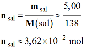 nsal = 3,62 E-2 mol