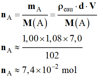 nA = 7,4 E-2 mol