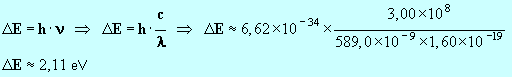 delta E = 2,11 eV