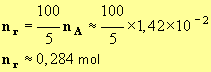 nr = 0,284 mol