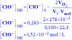 C (ClO-) 360 = 1,52 E-2 mol / L