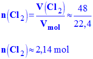 n (Cl2) = 2,14 mol