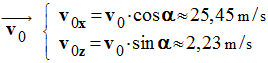 vecteur vitesse initial
