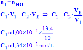 C1 = 0,134 mol / L