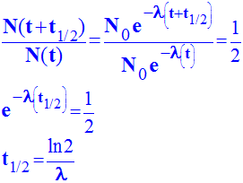 t 1/2 = ln 2 / lambda
