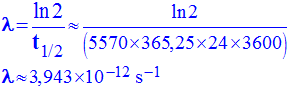lambda = 3,943 E-12 s-1