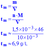 t m = 6,9 g / L