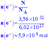 n (e-) = 5,9 E8 mol