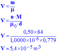 V = 5,4 E-5 m3