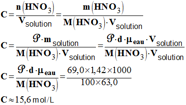 C = 15,6 mol / L