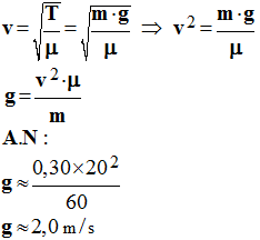 g = 2,0 m / s