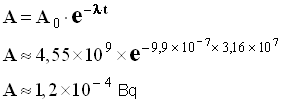A = 1,2 E-4 Bq