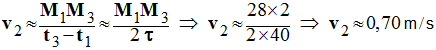 v 2 = 0,70 m / s