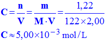 C = 5,00 E-3 mol / L