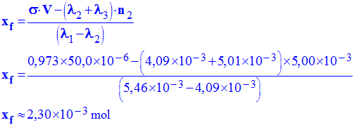 xf = 2,30 E-3 mol