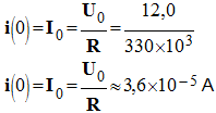 i (0) = 3,6 E-5 A
