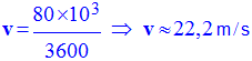 v = 22,2 m / s