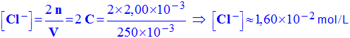 C (Cl-) = 1,60 E-2 mol / L