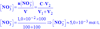 concentration des ions nitrate : 5,0 E-3 mol / L