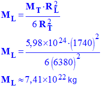 M L = 7,41 E22 kg