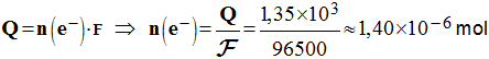 n (e-) = 1,40 E-6 mol