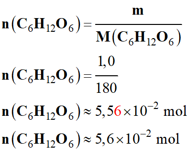 quantit� de mati�re de glucose
