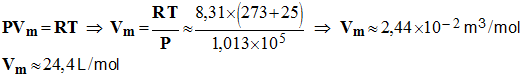 Vm = 24,4 L / mol