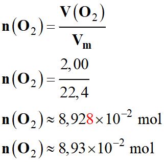 Quantit� de mati�re de dioxyg�ne