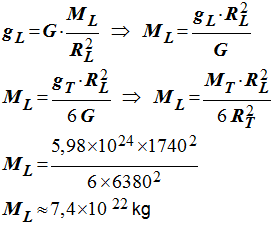 M L = 7,4 E22 kg