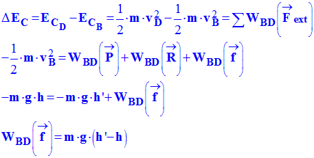 expression du travail de f sur BD