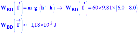 W BD (vecteur f) = - 1,18 E3 J