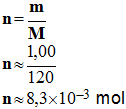 n = 8,3 E-3 mol