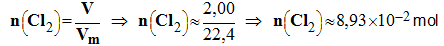 n (Cl2) = 8,93 E-2 mol