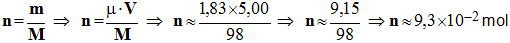n = 9,3 E-2 mol