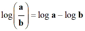 log (a / b) = log a - log b