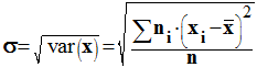 cart-type = racine (variance)