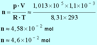 n = 4,6 E-2 mol