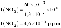 t (NO2) = 4,6 E-2 ppm