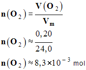 n (O2) = 8,3 E-3 mol