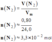 n (N2) = 3,3 E-2 mol