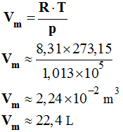 volume molaire : 22,4 L / mol