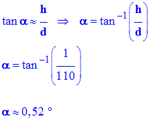angle alpha = 0,52 °