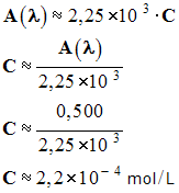 C = 2,2 E-4 mol / L
