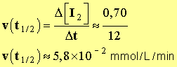 v = 5,8 x 10-2 mmol / L / min