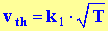 v th = k1 . racine (T)