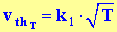 v th0T= k1. racine (T)