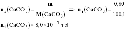 n1 (CaCO3) = 8,0 E-3 mol