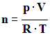 n = pV / RT