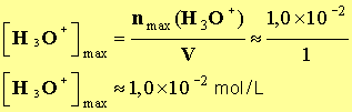 C (H3O+)max = 1,0 E-2 mol / L